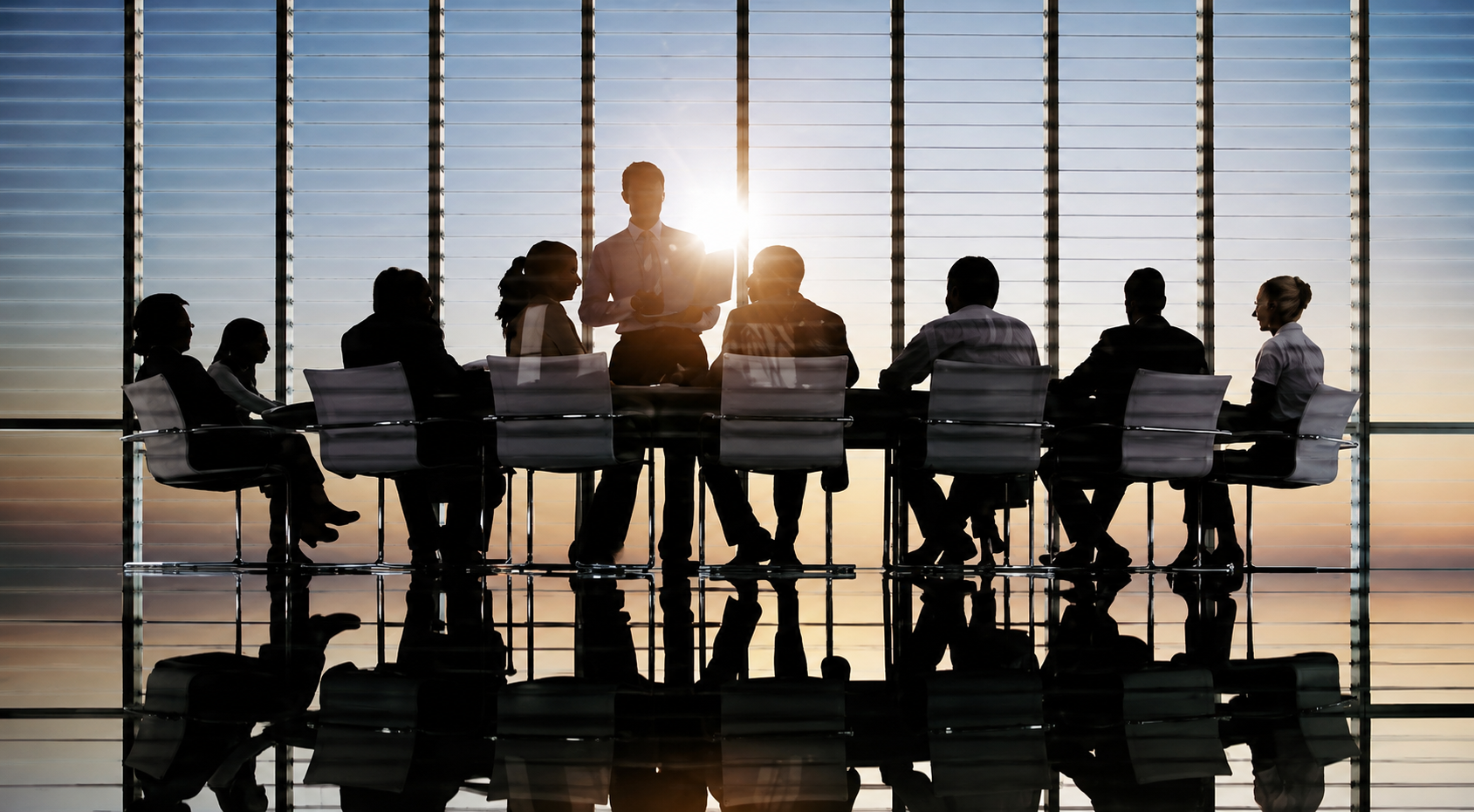 Senior leaders engaged in executive-level strategic discussion